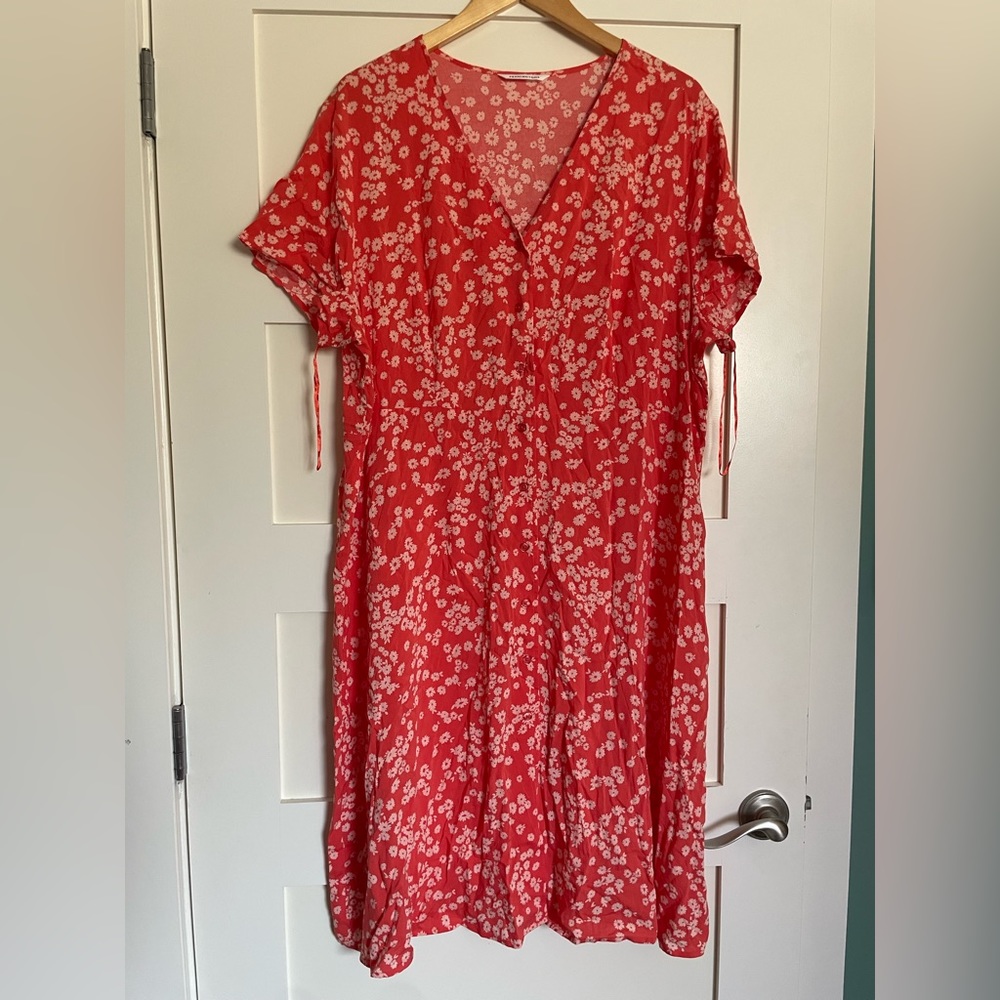 Penningtons Coral/Orange Floral Short Sleeve Midi Dress Size US 18